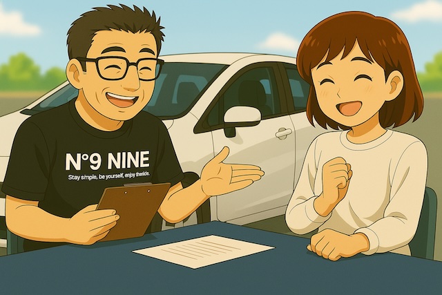 笑顔で商談している男女