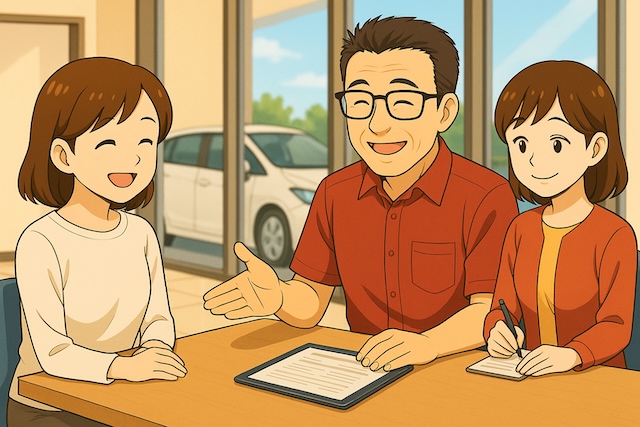 店員と女性店員とお客の会話