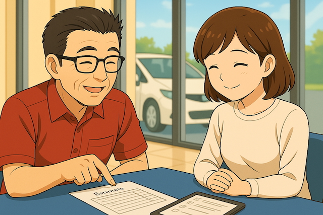 ご希望の金額や装備に合ったお車であることを確認し、ご納得いただけましたら仮予約を承ります。