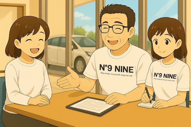 店員と女性店員とお客の会話